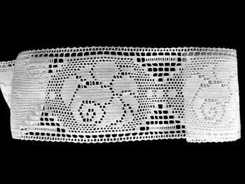 Cotton bobbin lace insert 75242, width 97 mm, white - 3