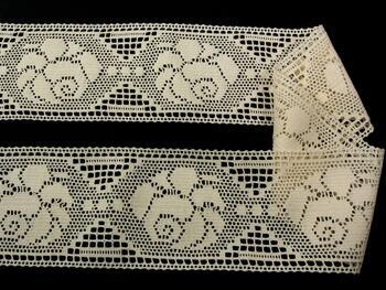 Cotton bobbin lace insert 75242, width 97 mm, ecru - 3