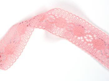 Cotton bobbin lace insert 75249, width 48 mm, pink - 3