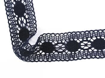 Cotton bobbin lace insert 75249, width 48 mm, black blue - 3