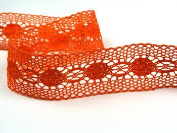 Cotton bobbin lace insert 75249, width 48 mm, rich orange - 3