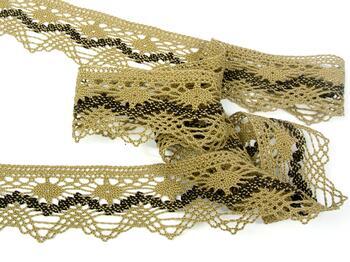 Cotton bobbin lace 75251, width 50 mm, chocolate/dark brown - 3