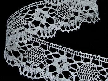 Linen bobbin lace 75253, width 50 mm, 100% linen bleached - 3