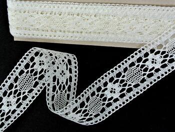 Linen bobbin lace insert 75254, width 48 mm, 100% linen bleached - 3