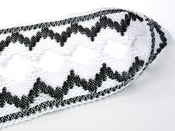 Cotton bobbin lace 75256, width 80 mm, white/black - 3