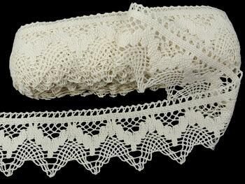 Cotton bobbin lace 75256, width 80 mm, light cream - 3