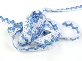 Cotton bobbin lace 75259, width 17 mm, white/sky blue - 3
