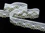Cotton bobbin lace 75261, width 40 mm, white/dark linen gray - 3/5