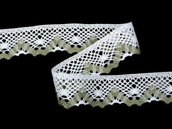 Bobbin lace No. 75261 white/dark linen | 30 m - 3