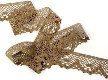 Cotton bobbin lace 75261, width 40 mm, dark beige - 3