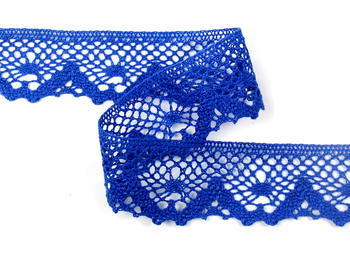 Cotton bobbin lace 75261_06344 royal blue width 40 mm - 3