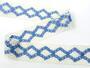 Cotton bobbin lace insert 75264, width 43 mm, ivory/sky blue - 3/5