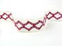 Cotton bobbin lace insert 75264, width 43 mm, ivory/pink - 3/5