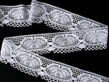 Cotton bobbin lace 75272, width 68 mm, white - 3
