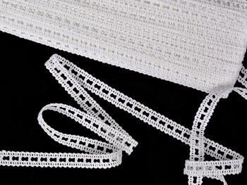 Cotton bobbin lace insert 75279, width 13 mm, white - 3