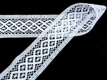 Cotton bobbin lace insert 75283, width 53 mm, white - 3