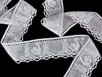 Cotton bobbin lace 75284, width 66 mm, white - 3