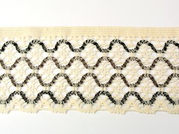 Cotton bobbin lace 75289, width 120 mm, ecru/light brown/dark brown - 3