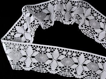 Cotton bobbin lace 75290, width 85 mm, white - 3