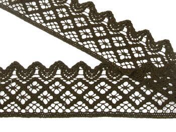 Cotton bobbin lace 75293, width 68 mm, dark brown - 3
