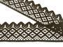 Cotton bobbin lace 75293, width 68 mm, dark brown - 3/4