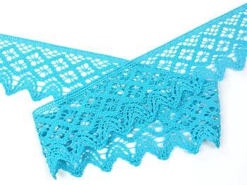 Cotton bobbin lace 75293, width 68 mm, turquoise - 3