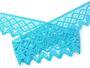 Cotton bobbin lace 75293, width 68 mm, turquoise - 3/4