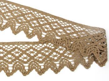 Cotton bobbin lace 75293, width 68 mm, dark beige - 3