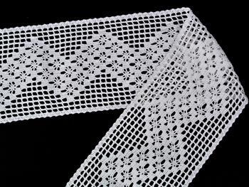 Cotton bobbin lace insert 75299, width 128 mm, white - 3