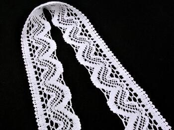Cotton bobbin lace 75301, width 58 mm, white - 3