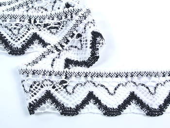 Bobbin lace No. 75301  white/black | 30 m - 3