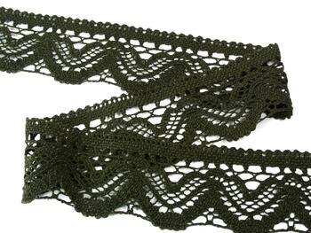 Cotton bobbin lace 75301, width 58 mm, dark olive - 3