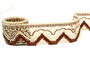 Cotton bobbin lace 75301, width 58 mm, ecru/brown - 3/6