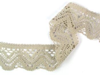 Cotton bobbin lace 75301, width 58 mm, light linen gray - 3