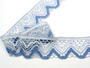 Cotton bobbin lace 75301, width 58 mm, light blue/light cream/sky blue - 3/4