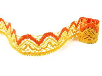 Cotton bobbin lace 75301, width 58 mm, yellow/dark yellow/rich orange - 3