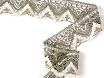 Cotton bobbin lace 75301, width 58 mm, dark linen gray/ecru - 3