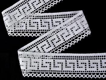 Cotton bobbin lace 75303, width 75 mm, white - 3