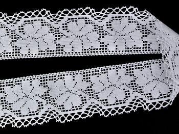 Cotton bobbin lace 75304, width 69 mm, white - 3