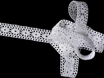 Cotton bobbin lace insert 75305, width 18 mm, white - 3