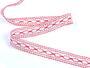 Cotton bobbin lace insert 75305, width 18 mm, white/red - 3/4