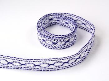 Cotton bobbin lace insert 75305, width 18 mm, white/purple - 3