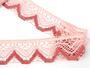 Cotton bobbin lace 75301, width 58 mm, pink/light cream/rose - 3/4