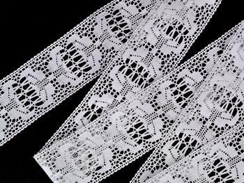 Cotton bobbin lace insert 75312, width 54 mm, white - 3