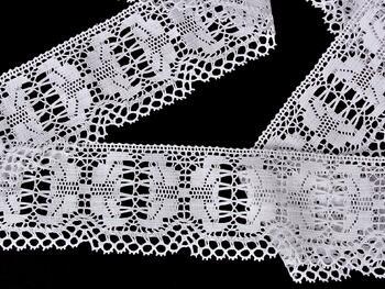 Cotton bobbin lace 75313, width 67 mm, white - 3