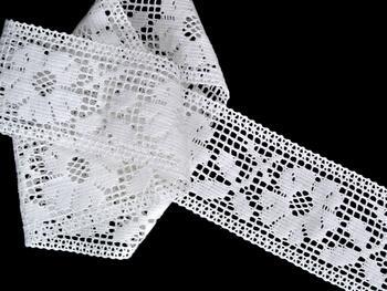 Cotton bobbin lace insert 75314, width 54 mm, white - 3