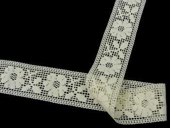 Cotton bobbin lace insert 75314, width 54 mm, ecru - 3