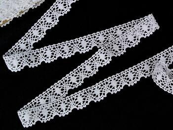 Cotton bobbin lace 75328, width 20 mm, white - 3