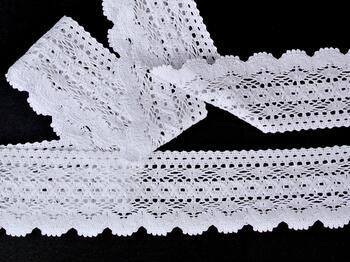 Cotton bobbin lace 75335, width 75 mm, white - 3