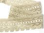 Cotton bobbin lace 75335, width 75 mm, light linen gray/light cream - 3/4
